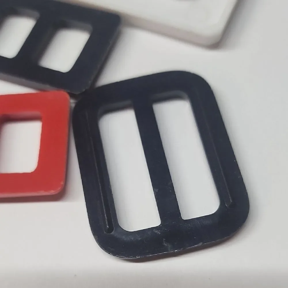Vintage  Black Blue Red Orange White Belt Buckles Mod Style Scarf Slides